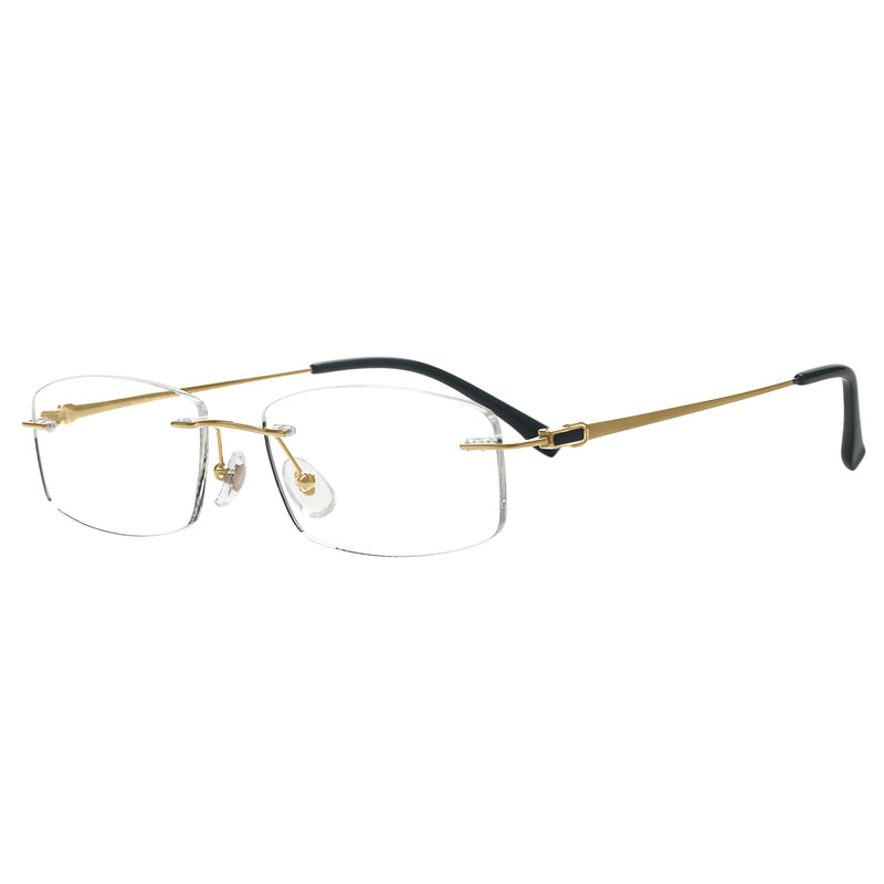 Landyn Rectangle Titanium Rimless Glasses