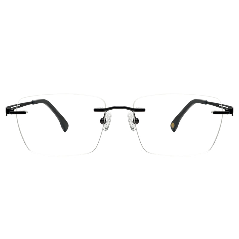 Curtis Rectangle Titanium Rimless Glasses