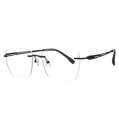 Curtis Rectangle Titanium Rimless Glasses