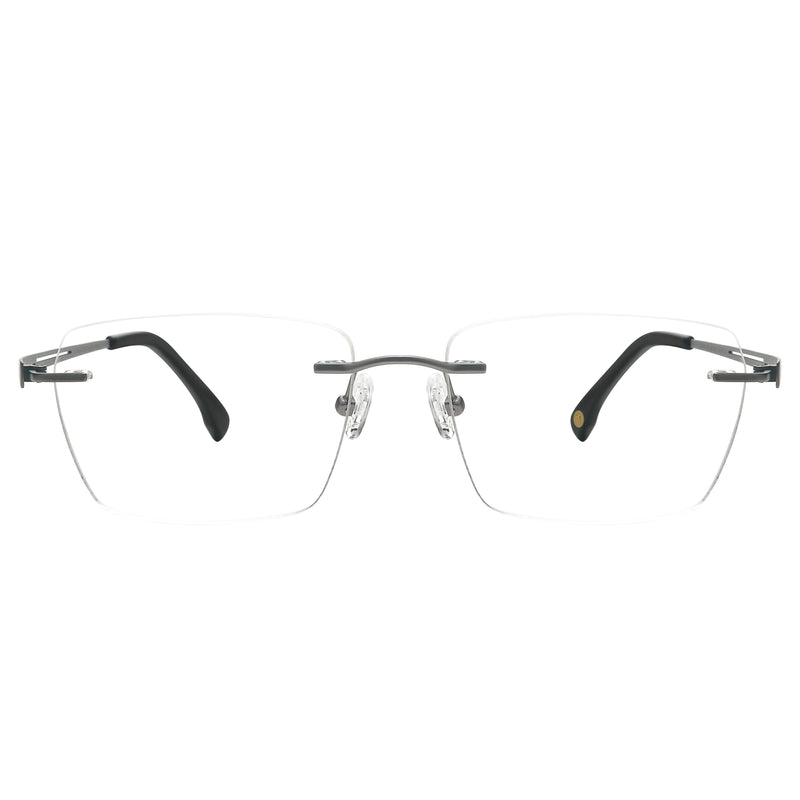 Curtis Rectangle Titanium Rimless Glasses