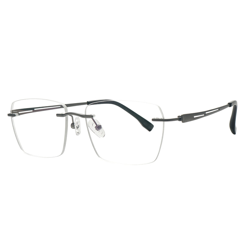 Curtis Rectangle Titanium Rimless Glasses