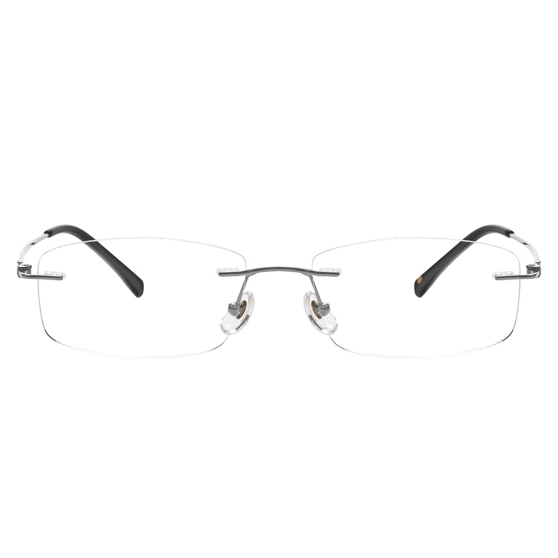 Landyn Rectangle Titanium Rimless Glasses