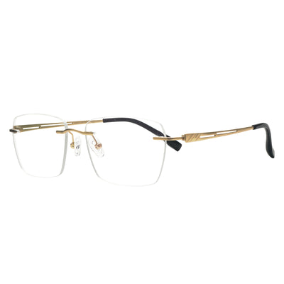 Curtis Rectangle Titanium Rimless Glasses