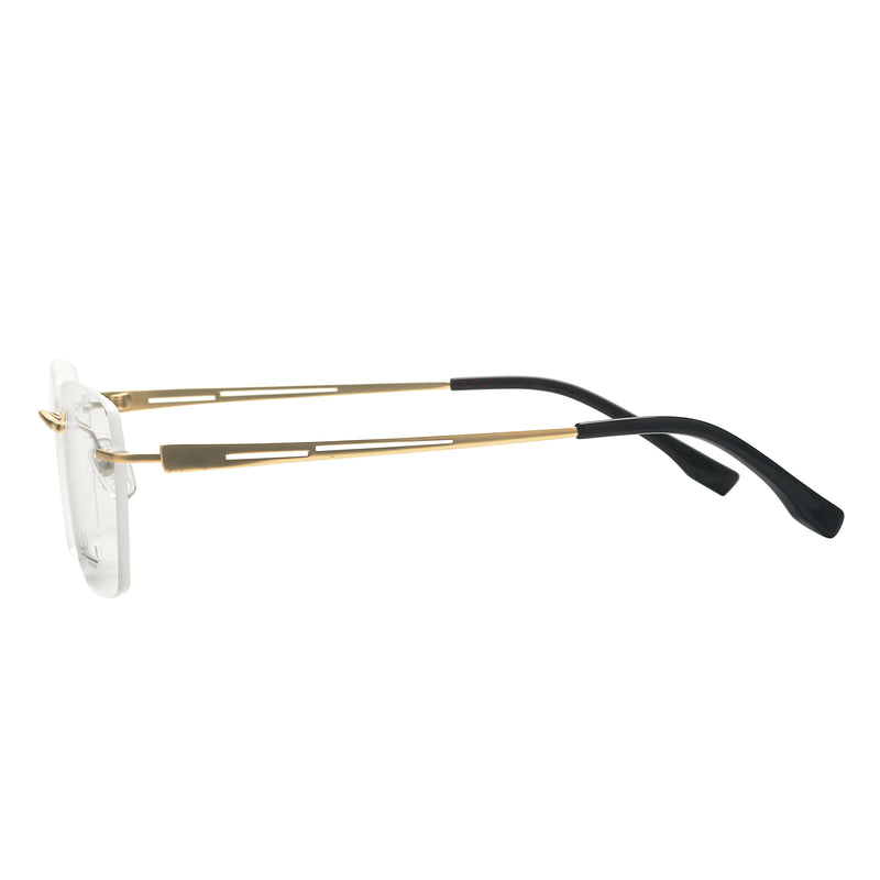 Curtis Rectangle Titanium Rimless Glasses