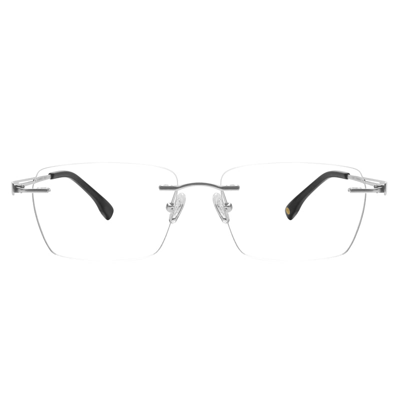 Curtis Rectangle Titanium Rimless Glasses