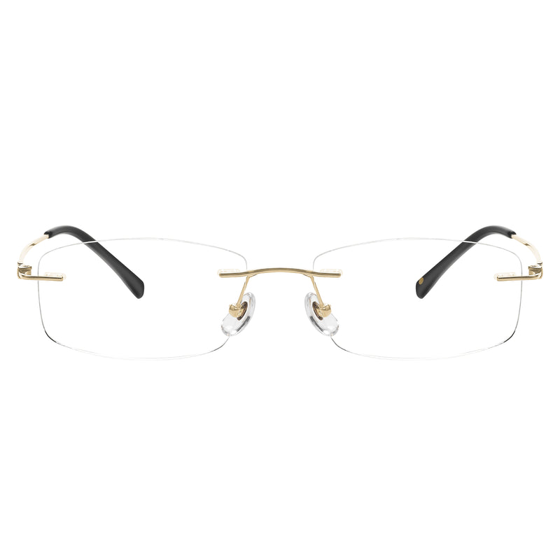 Landyn Rectangle Titanium Rimless Glasses